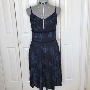 Honigman Witchy Goth Floral V Neck Spaghetti Strap Fairy Dress Size 3 Black